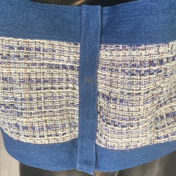 NWT DENIM & TWEED BUTTON FRONT BUSTIER TOP - Picture 8 of 16
